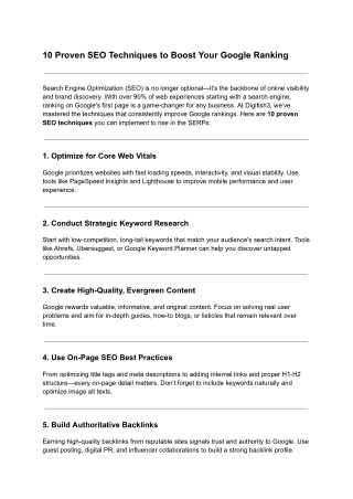 10 Proven SEO Techniques to Boost Your Google Ranking