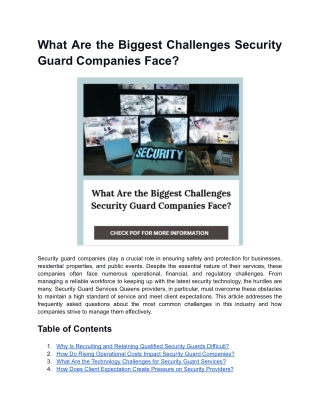 What Are the Biggest Challenges Security Guard Companies Face?