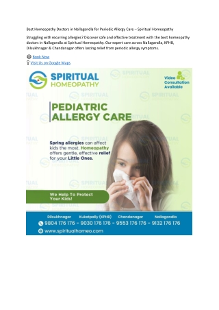 Best Homeopathy Doctors in Nallagandla for Periodic Allergy Care