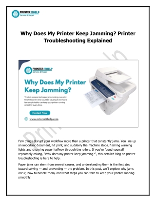 Why Does My Printer Keep Jamming? Printer Troubleshooting Explained