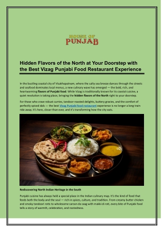 Hidden Flavors of the North at Your Doorstep with the Best Vizag Punjabi Food Restaurant Experience