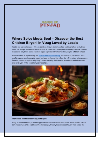 Where Spice Meets Soul – Discover the Best Chicken Biryani in Vizag Loved by Locals