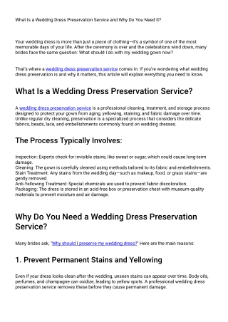 What Is a Wedding Dress Preservation Service and Why Do You Need It