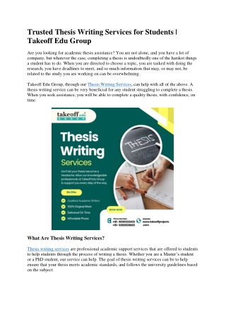 Trusted Thesis Writing Services for Students