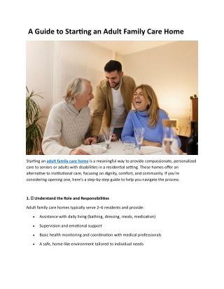 A Guide to Starting an Adult Family Care Home