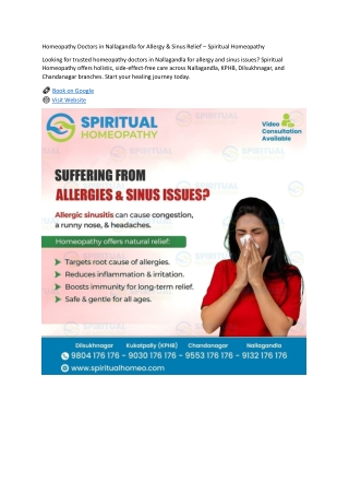 Homeopathy Doctors in Nallagandla for Allergy