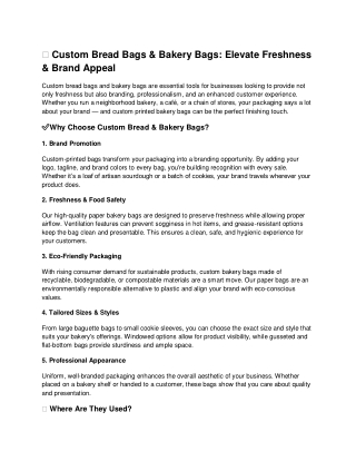 Custom Bread Bags & Bakery Bags_ Elevate Freshness & Brand Appeal