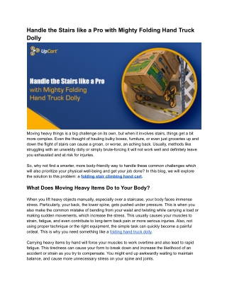 Handle the Stairs like a Pro with Mighty Folding Hand Truck Dolly