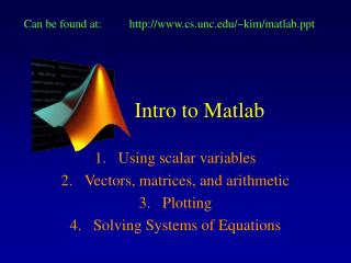 Intro to Matlab