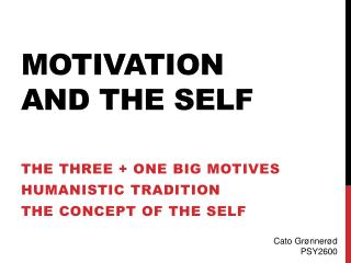 Motivation and the Self