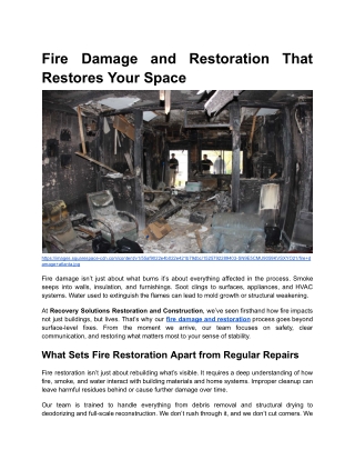Fire Damage and Restoration That Restores Your Space