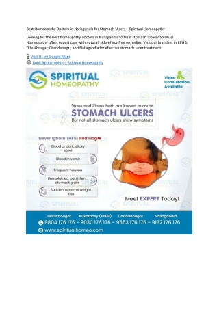 Best Homeopathy Doctors in Nallagandla for Stomach Ulcers