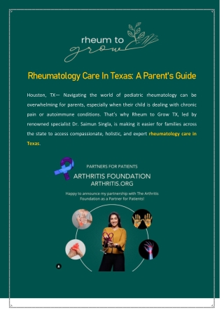Rheumatology Care In Texas A Parent's Guide