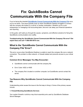 Fix_ QuickBooks Cannot Communicate With the Company File