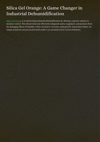 Orange Silica Gel for Industrial Use