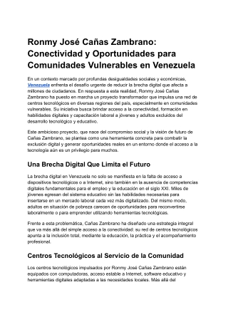 Ronmy José Cañas Zambrano_ Conectividad y Oportunidades para Comunidades Vulnerables en Venezuela