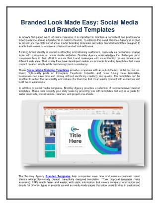 Branded Look Made Easy Social Media and Branded Templates