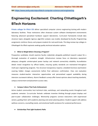 Engineering Excitement: Charting Chhattisgarh’s BTech Horizons
