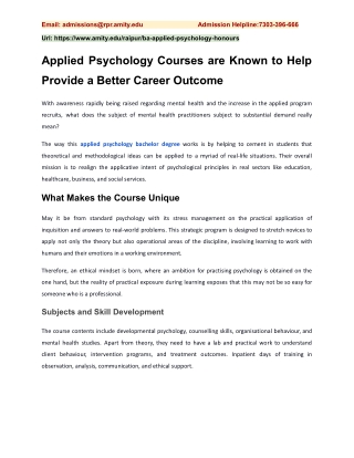 Applied Psychology Courses are Known to Help Provide a Better Career Outcome