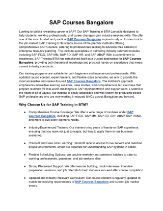 SAP Courses Bangalore