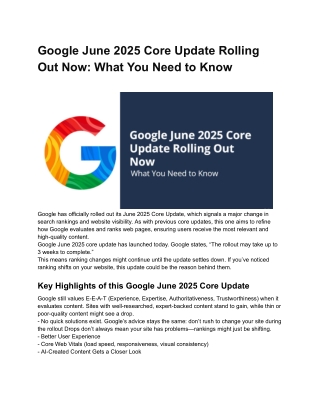 Google June 2025 Core Update Rolling Out Now: What You Need to Know