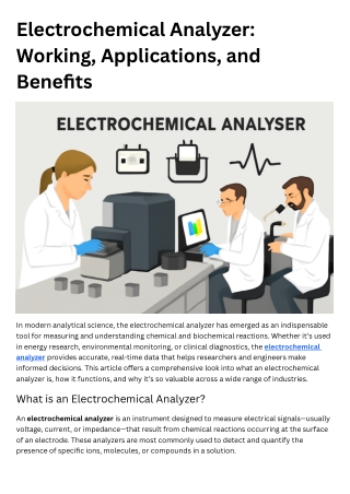 Electrochemical Analyzer Working, Applications, and Benefits