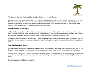 The Sweetest Sip Why You Should Buy Root Beer Online from St. John Brewers
