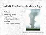 ATMS 316- Mesoscale Meteorology