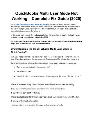 QuickBooks Multi User Mode Not Working – Complete Fix Guide (2025)