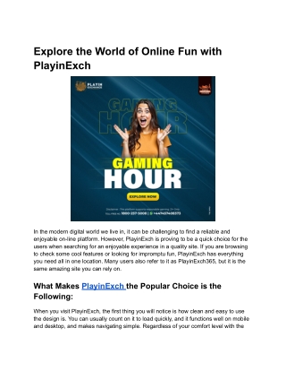 PlayinExch: Enjoy a Smooth & Engaging Online Experience
