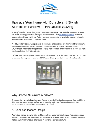 Upgrade Your Home with Durable and Stylish Aluminium Windows – RR Double Glazing