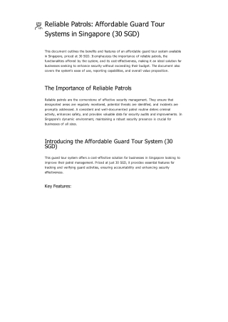 Reliable Patrols_ Affordable Guard Tour Systems in Singapore (30 SGD)