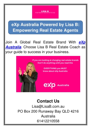 eXp Australia Powered by Lisa B: Empowering Real Estate Agents
