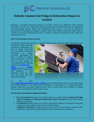 Reliable Commercial Fridge & Dishwasher Repair in London