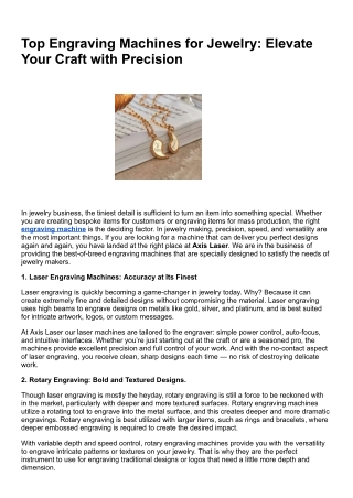 Top Engraving Machines for Jewelry: Elevate Your Craft with Precision