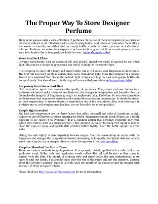 The Proper Way To Store Designer Perfume