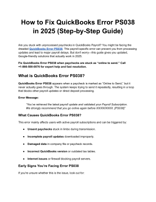 QuickBooks Error PS038 Fix (2025) – Stop Stuck Paychecks Issue