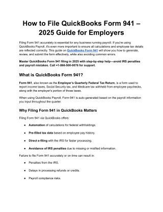QuickBooks Form 941 Filing Guide 2025 – Step-by-Step Help