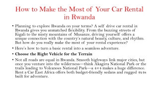 From Volcanoes to Valleys: How to Explore Rwanda with the Perfect Car Rental