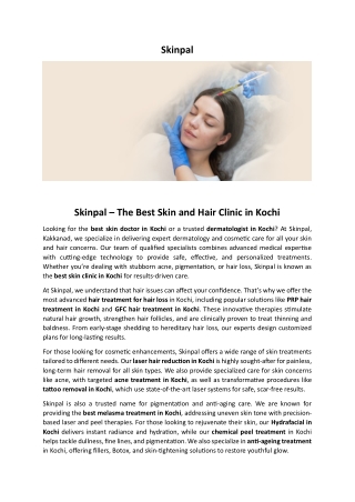 Best Dermatologist in Kochi – Skinpal, Kakkanad