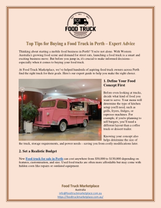 Top Tips for Buying a Food Truck in Perth – Expert Advice