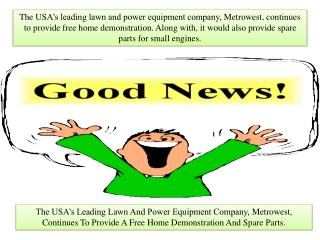The USA’s Leading Lawn And Power Equipment Company, Metrowes