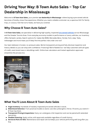Driving Your Way – Discover Mississauga’s Top Car Dealership
