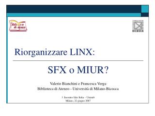 Riorganizzare LINX: