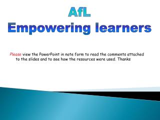 AfL Empowering learners
