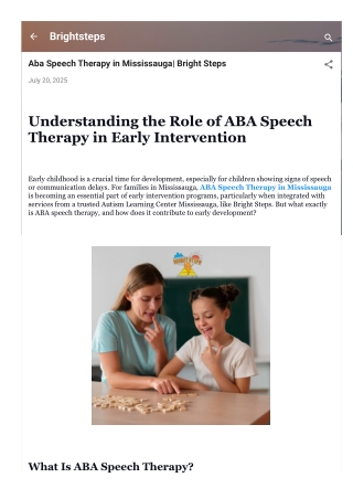 Aba Speech Therapy in Mississauga