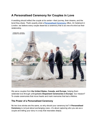 A Personalised Ceremony for Couples in Love