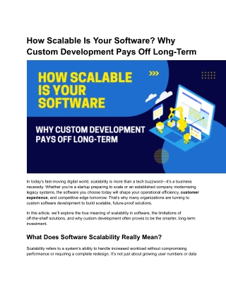 Scalability in Software: Why Going Custom Pays Off in the Long Run