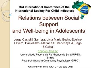 Relations between Social Support and Well-being in Adolescents