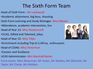 The Sixth Form Team